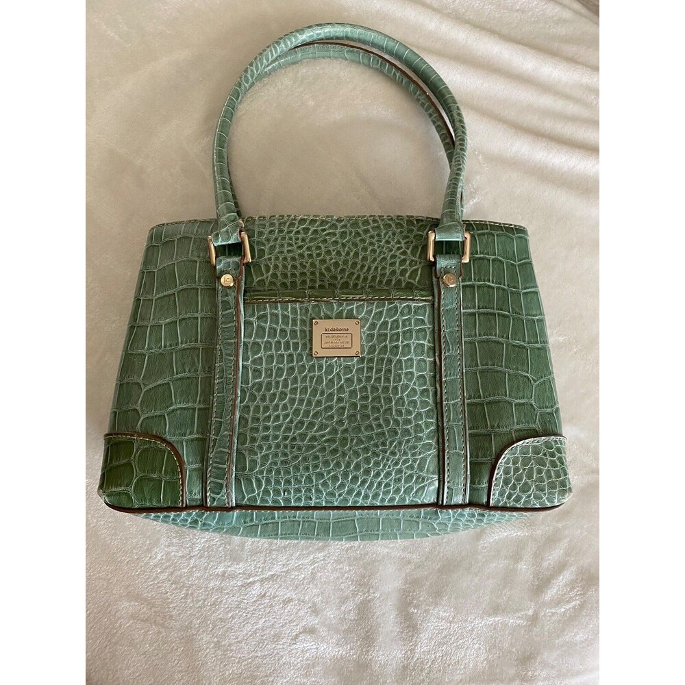 LIZ CLAIBORNE VINTAGE HANDBAG Faux Alligator Print Mint Green purse